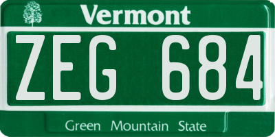 VT license plate ZEG684