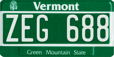 VT license plate ZEG688