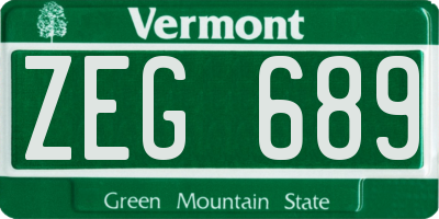 VT license plate ZEG689