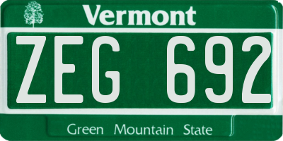 VT license plate ZEG692