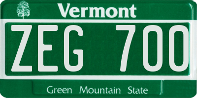 VT license plate ZEG700