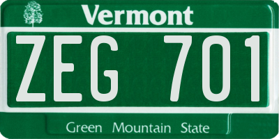 VT license plate ZEG701