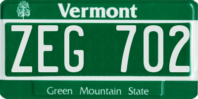 VT license plate ZEG702