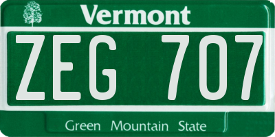 VT license plate ZEG707