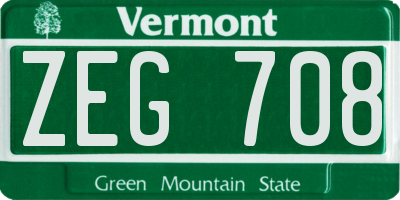 VT license plate ZEG708