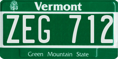 VT license plate ZEG712