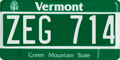 VT license plate ZEG714