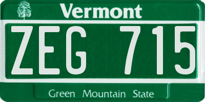 VT license plate ZEG715