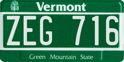 VT license plate ZEG716
