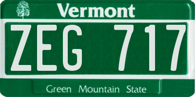 VT license plate ZEG717