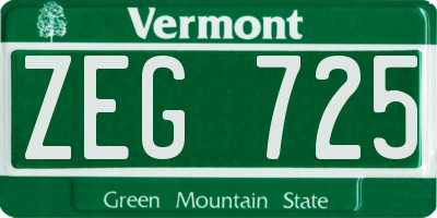 VT license plate ZEG725