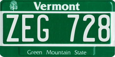 VT license plate ZEG728