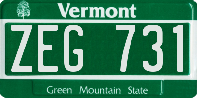 VT license plate ZEG731