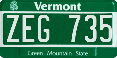 VT license plate ZEG735