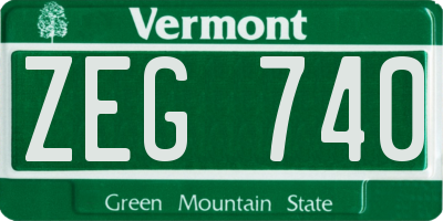 VT license plate ZEG740