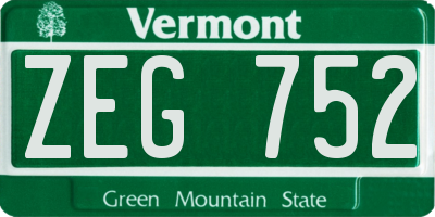 VT license plate ZEG752