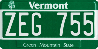 VT license plate ZEG755