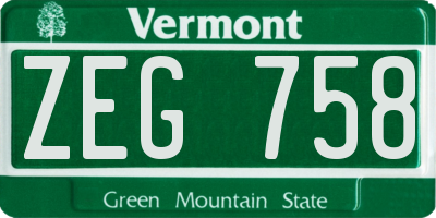 VT license plate ZEG758