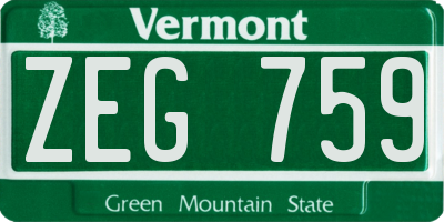 VT license plate ZEG759