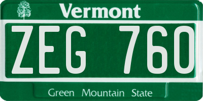 VT license plate ZEG760