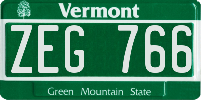 VT license plate ZEG766