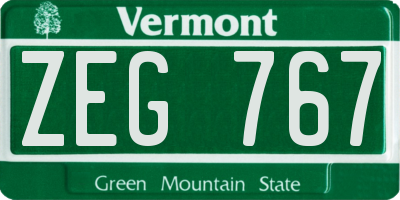 VT license plate ZEG767