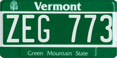 VT license plate ZEG773