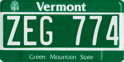VT license plate ZEG774