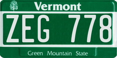 VT license plate ZEG778