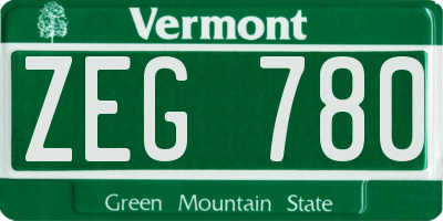 VT license plate ZEG780