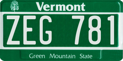 VT license plate ZEG781