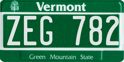 VT license plate ZEG782