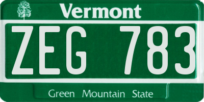 VT license plate ZEG783