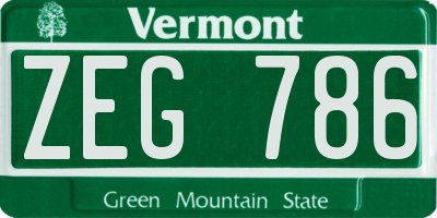 VT license plate ZEG786