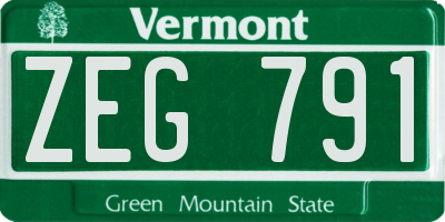 VT license plate ZEG791
