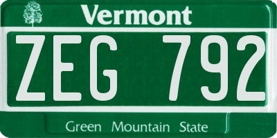 VT license plate ZEG792