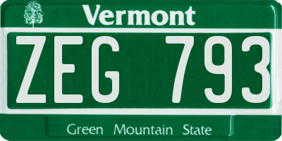 VT license plate ZEG793