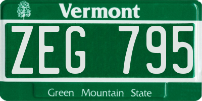 VT license plate ZEG795