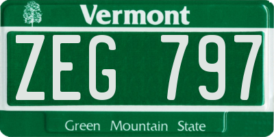 VT license plate ZEG797