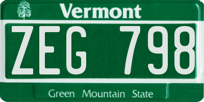 VT license plate ZEG798
