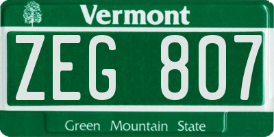 VT license plate ZEG807
