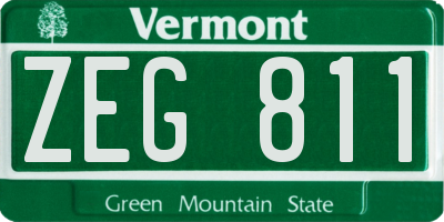 VT license plate ZEG811
