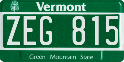 VT license plate ZEG815