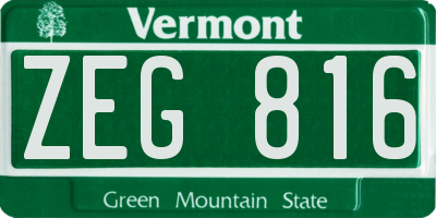 VT license plate ZEG816