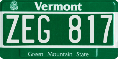 VT license plate ZEG817