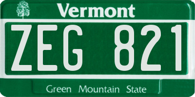 VT license plate ZEG821