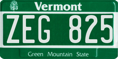 VT license plate ZEG825