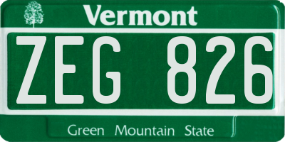 VT license plate ZEG826