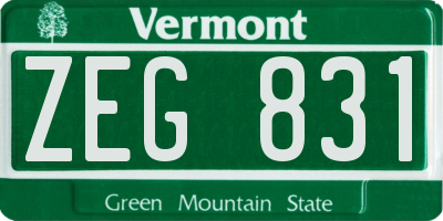 VT license plate ZEG831
