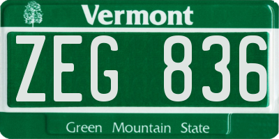 VT license plate ZEG836